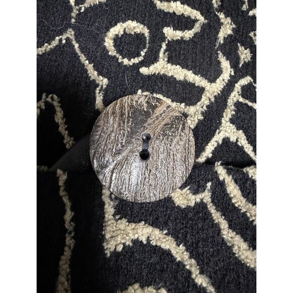 Caroline Rose Jacket Womens Large Black Beige Abstract Button Front Made USA - Picture 16 of 16